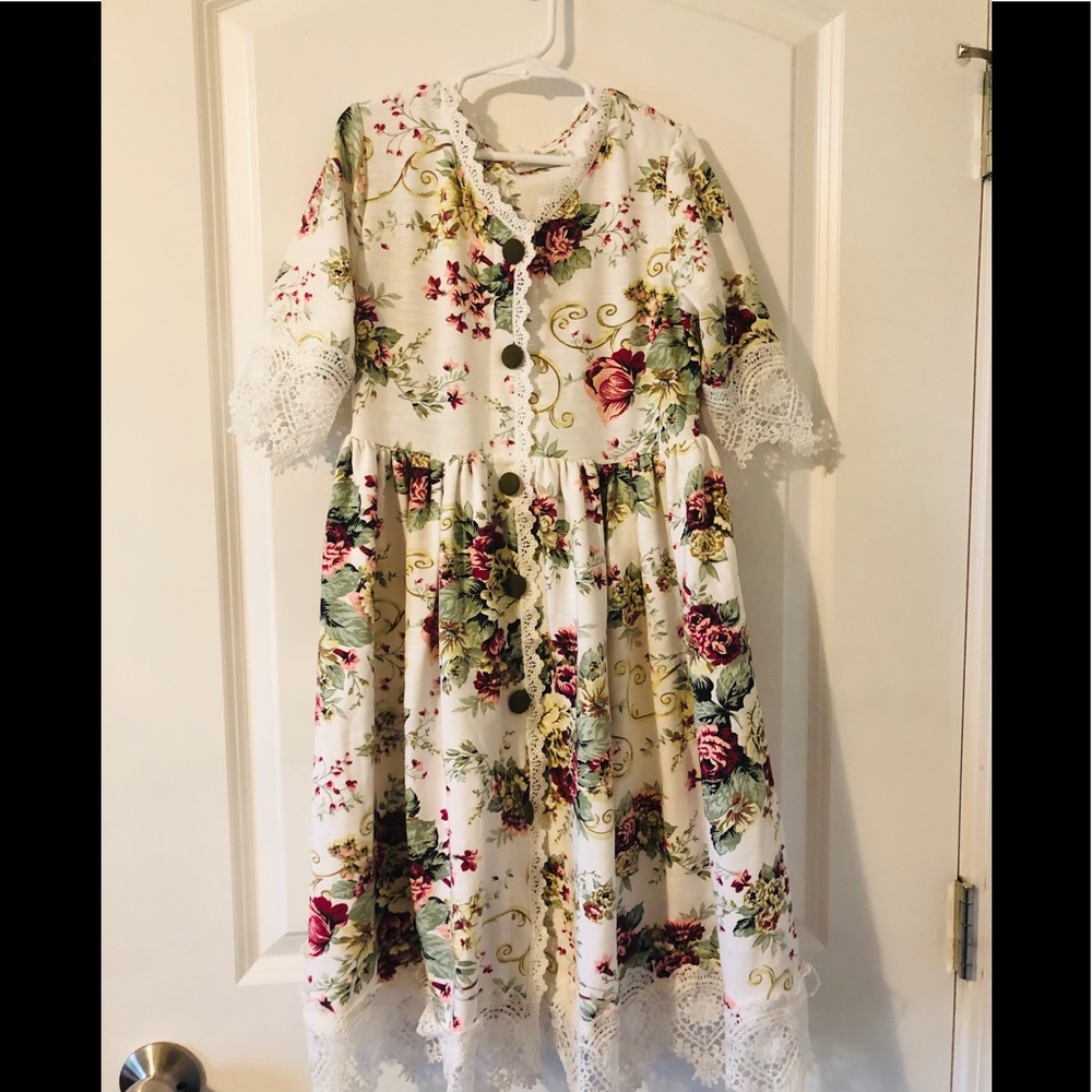 Trish Scully White Floral Rosemary Girls Dress 10